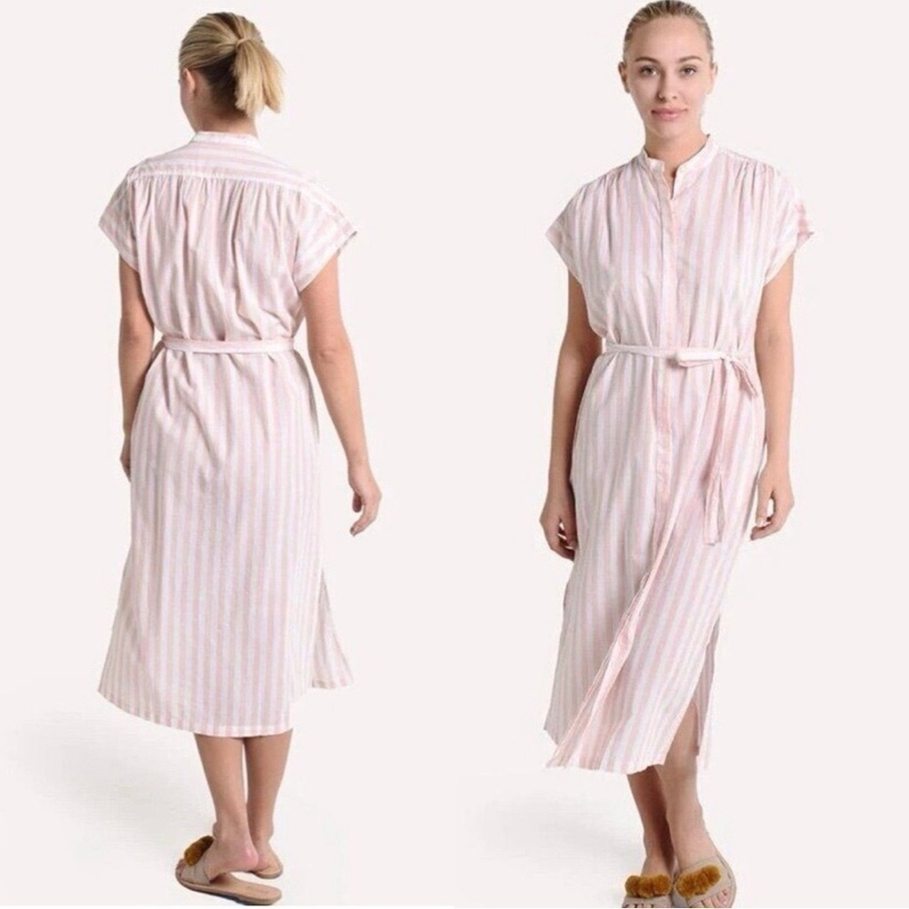 TROVATA Birds of Paradis Coral Stripe Shirt Astrid Easy Dress Sz XS